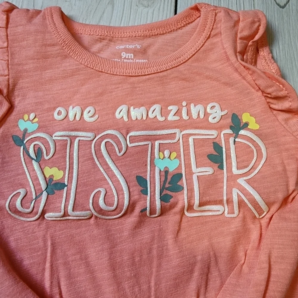 Carter's peach tank top and olive green short set size 9mo NWT